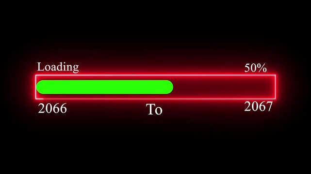 Loading bar from 2066  to  2067 new year transfer animation. New year loading bar animation Year changing . Almost reaching New Year on black background..
