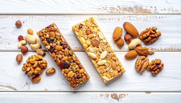 Nut and granola bars with assorted mixed nuts