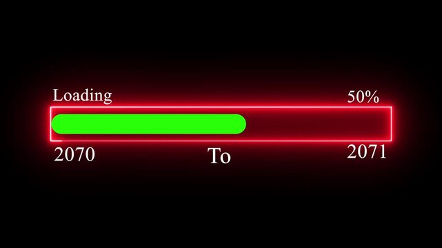 Loading bar from 2070 to 2071 new year transfer animation. New year loading bar animation Year changing . Almost reaching New Year on black background..
