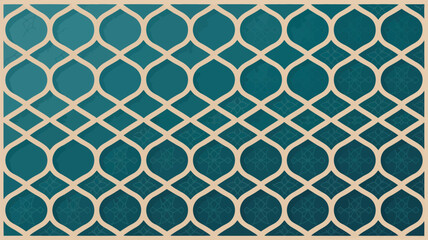 A teal and gold Moroccan-style geometric pattern with intricate design elements