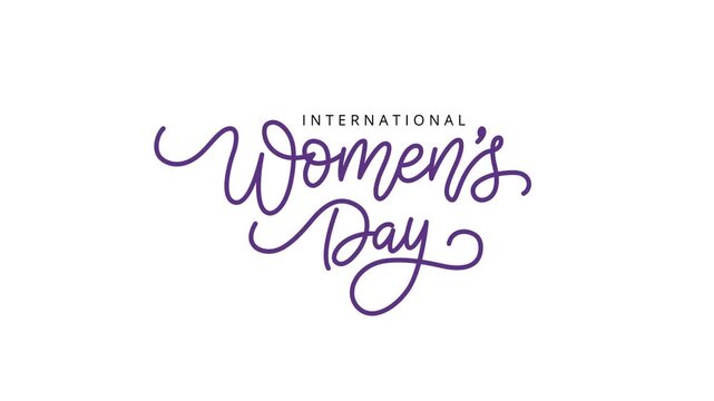 Animated Happy International Women's Day, 8 march text. Great for international women's day celebration stock video footage