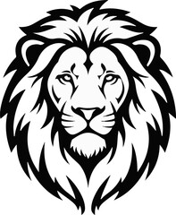 Fototapeta premium Majestic lion head with flowing mane in a bold, graphic style