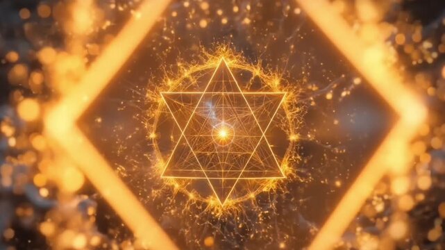 Merkaba Neural Fusion - 4K Sacred Geometry Art for Spiritual Visuals & Cosmic Concepts