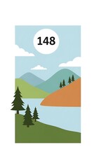 Fototapeta premium Serene mountain landscape with lake trees.