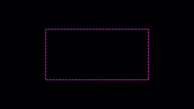 square frame animation of dotted lines on transparent background with alpha channel square path animation of dotted lines left to right in 4K animation