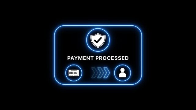 Payment Processed Secure Transaction Neon Animation E-commerce Success