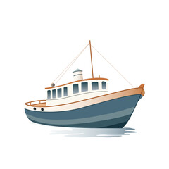 Naklejka premium Wooden boat with sail color vector illustration on a white background.