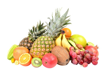 Fresh fruits isolated on white