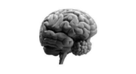 Halftone Human Brain Top View Vector Illustration Isolated on White Background