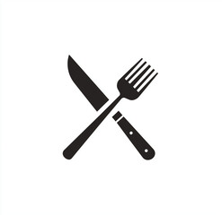 Crossed knife and fork utensils for dining and eating