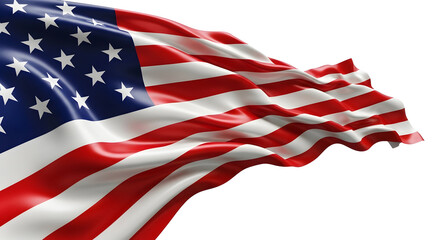 Fototapeta premium Waving american flag on white background