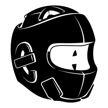 Boxing headgear protective head guard for martial arts and combat sports black and white vector illustration