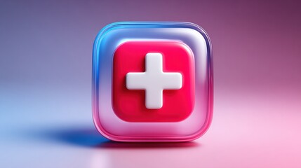 Fototapeta premium Icon of an Airplane Enclosed in a Transparent Square Frame on a Smooth Gradient Background Representing Insurtech Concepts and Innovation