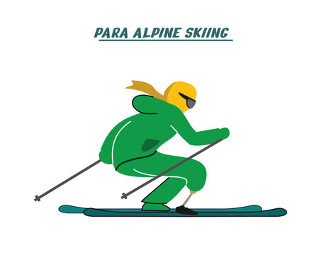 illustration of disabled downhill skiing, paralympic sport.
