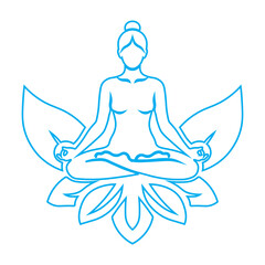 vector illustration of a person sitting in a lotus yoga pose on a lotus flower