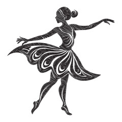 illustration of a dancing ballerina, with a flowing and artistic style