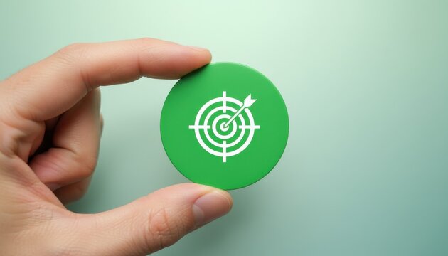 bullseye symbol signals target precision, sharpened strategy guides planning objective, corporate marketing supports goal achievement success concept.