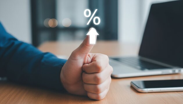 Digital dashboard for financial compare account growth shows annual investment rate percentage, boosting savings savings account income via banking interest deposit increase.