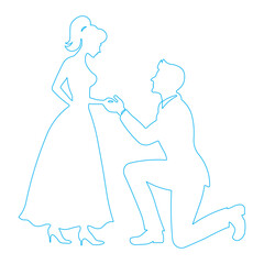 vector silhouette of a romantic proposal moment