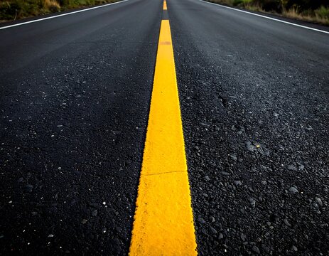 A long, straight road with a yellow line down the center