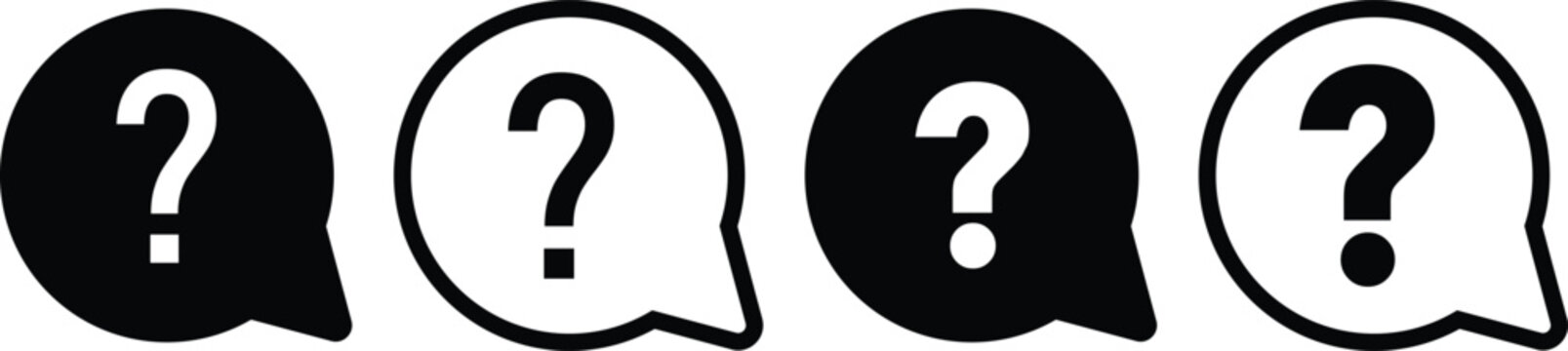 Question mark icon set. Help and support symbols. Support and Advice Icons. Ask icons. Chat questions sign. Question concept
