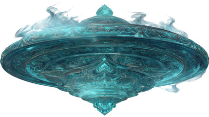 Futuristic alien spaceship UFO isolated on transparent background fantasy science fiction technology concept