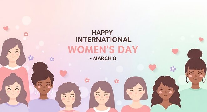 International Women&rsquo;s Day Poster with Diverse Female Illustration