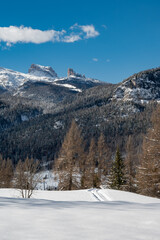 Winter view of Cinque Torri - Dolomites cover with snow 