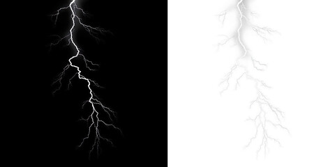 Thunderbolt lightning png flash producing electric energy arcs and illuminating storm clouds for abstract digital, app, and design projects across night sky