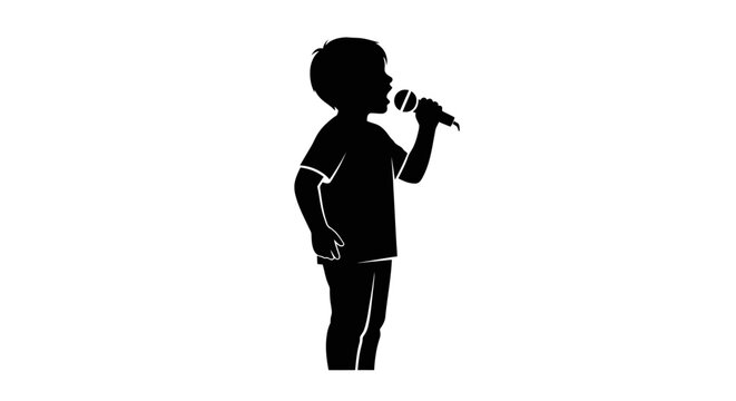 A silhouette of a boy singing into a microphone byo 63