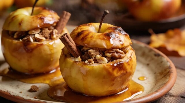 baked apples, golden-brown skins with slight carame video