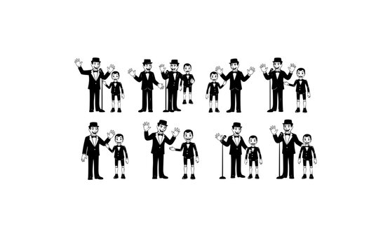 Puppet Ventriloquist Vector Set - Black Silhouette Illustrations, Stage Performance Graphics, Ventriloquist Dummy , Comedy Act Design Elements
