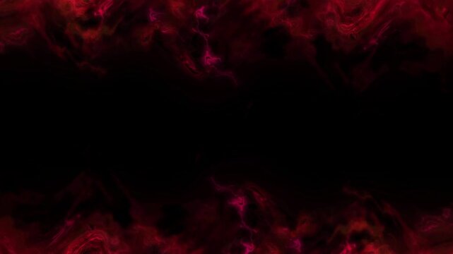 Abstract Dark Red and Pink Energy Waves Flowing Horizontally on Black Background Creating a Cinematic Smoke or Liquid Motion
