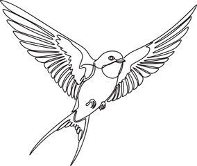 Fototapeta premium Artistic illustration of a beautiful bird in flight, showcasing intricate wing details and a delicate body with a flowing tail