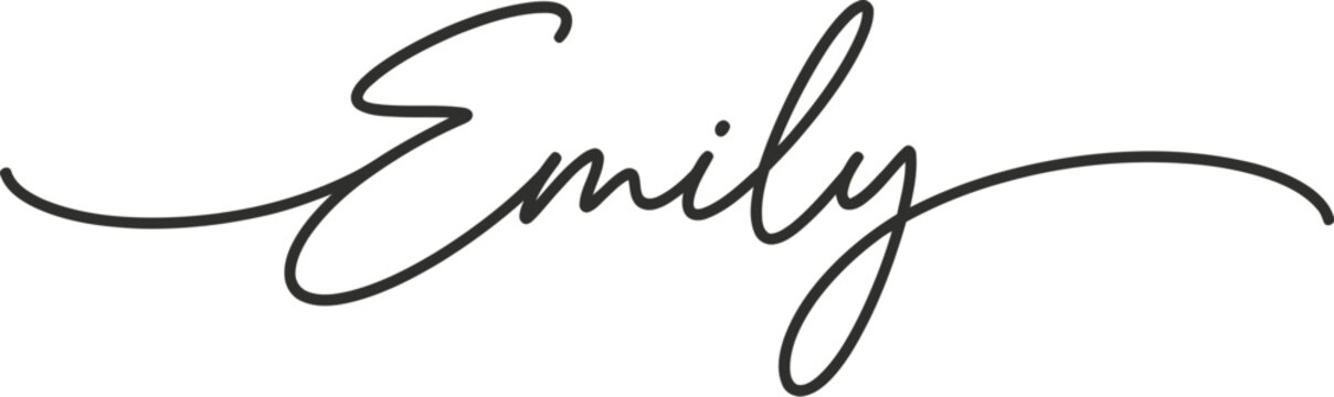 A beautiful handwritten signature of the name Emily in black ink on a white background
