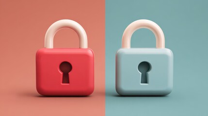 Colorful padlocks on a minimalistic background representing security, safety, and protection in a modern and artistic style for various applications.
