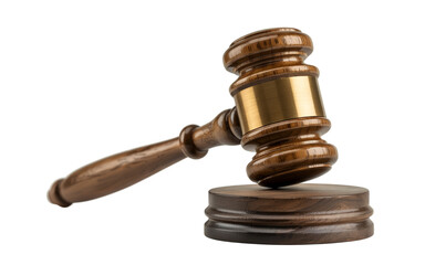 Fototapeta premium Judge’s Wooden Gavel with Sound Block Isolated on White – Law and Justice Concept