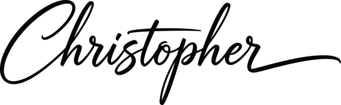 A elegant signature of the name Christopher in black cursive font on a white background