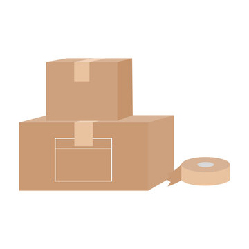 Illustration of a Brown Cardboard Box