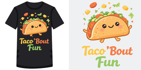 Cute and playful cartoon taco character design with arms and legs enjoying fun time on tshirt and isolated background perfect for taco lovers and foodthemed apparel © md
