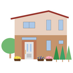 Brown Detached House Illustration