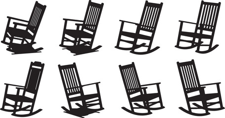 Fototapeta premium Set of rocking chairs in different positions illustration