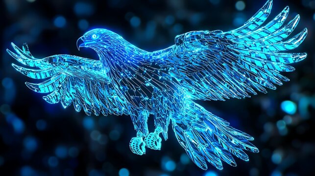 Glowing blue eagle abstract digital art