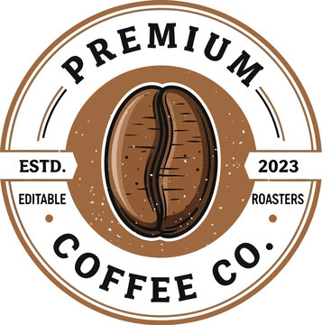 A premium coffee company logo with a brown and white color scheme