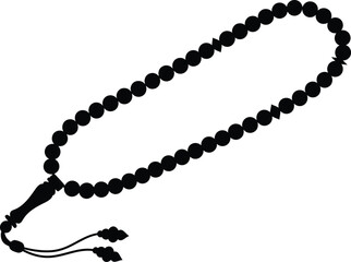 Naklejka premium Black beaded rosary or prayer beads necklace