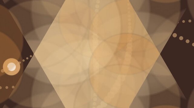 Geometric pattern of overlapping circles and shapes in shades of brown and beige