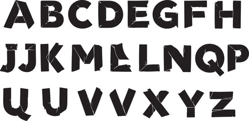 Alphabet letters with cut out shapes on white background