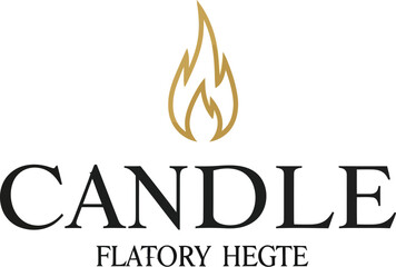 Fototapeta premium A logo for a candle company with a flame and text on a white background