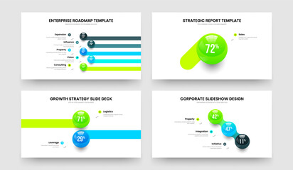 Corporate Proposal Five One Two Three Step Infographic Presentation Layout Vector Illustration Set. Science Planning 5 1 2 3 Element Diagram Slideshow Design Collection.