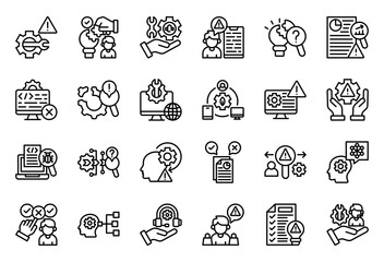Fototapeta premium Tecnical Problems Icon Collection Set. Clean Outline Icon Vector Illustration.